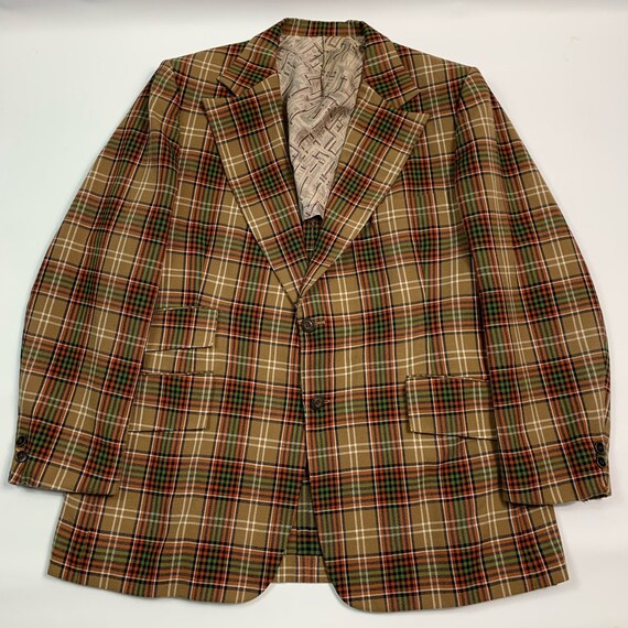 VTG 70s Womens XL Oversized Multi Color Plaid Blaz