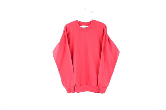90s Streetwear Mens Large Blank Long Sleeve Crewne