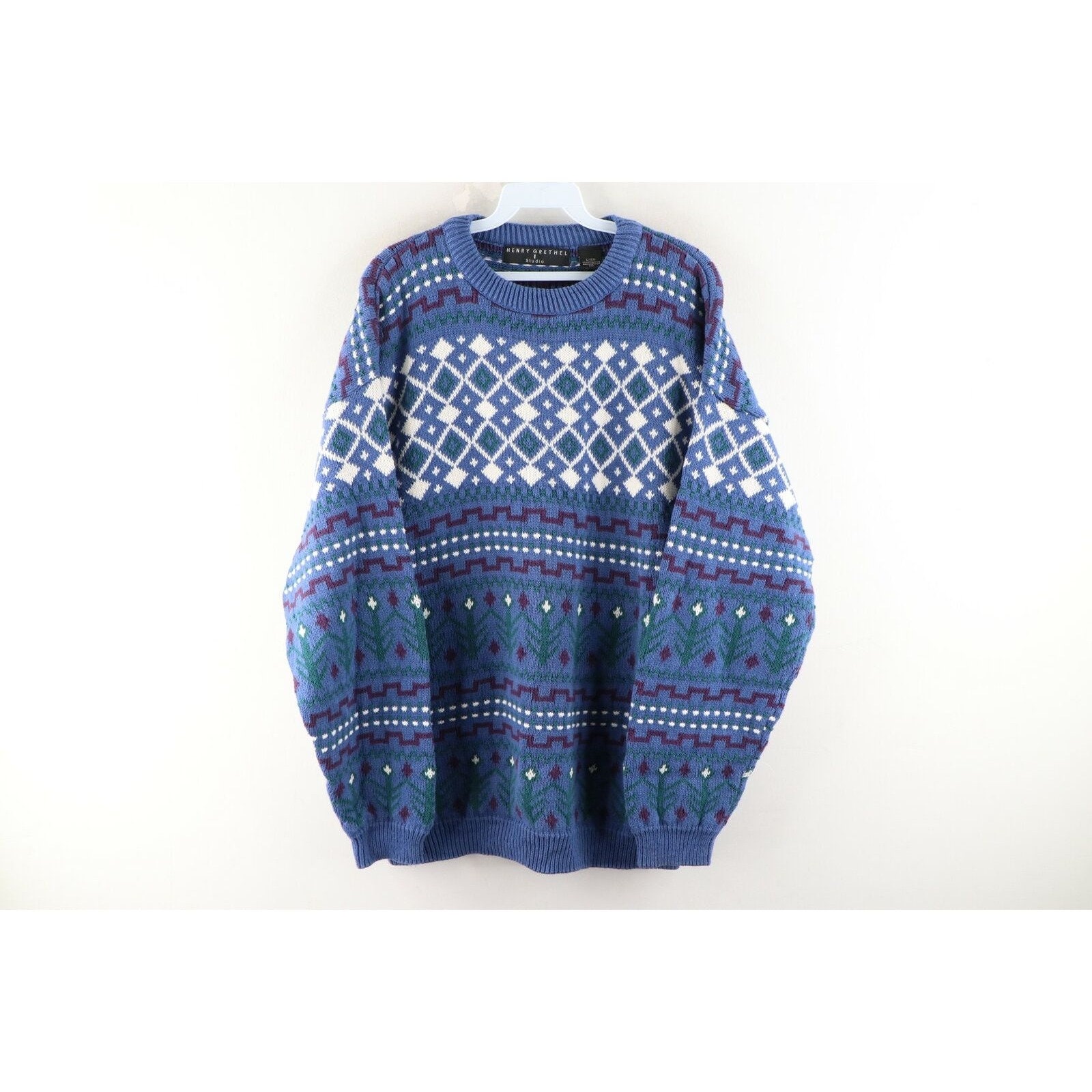 1990s Dad Sweater Vintage Knit Sweater 90s Coogi Style Mens Medium Ed Bassmaster Geometric Knit Sweater Brown 90s Vintage Mens Sweater