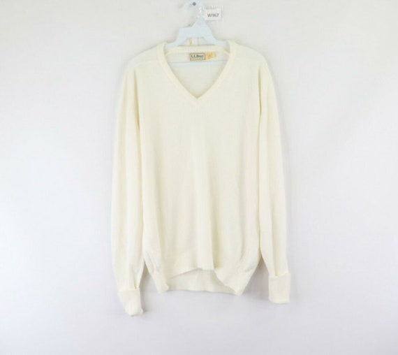 70s LL Bean Mens XL Orlon Acrylic Long Sleeve V-Neck Sweater | Etsy