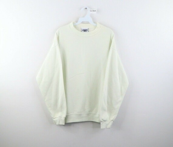 90s Streetwear Mens Large Blank Distressed Crewnec