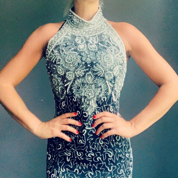 Vintage Medium 8 Women's Silk Beaded Embellished G
