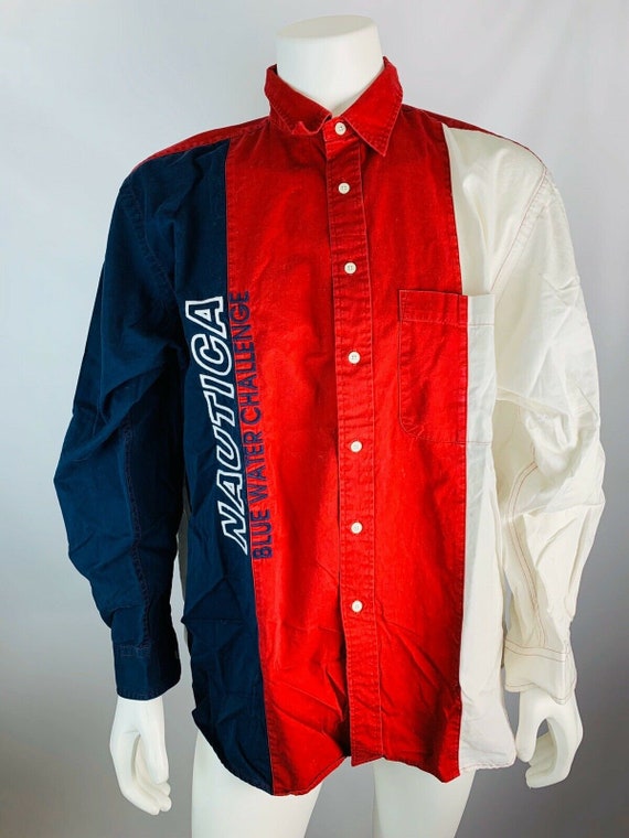 VTG 90s Nautica Mens XL Stitched Button Down Shirt