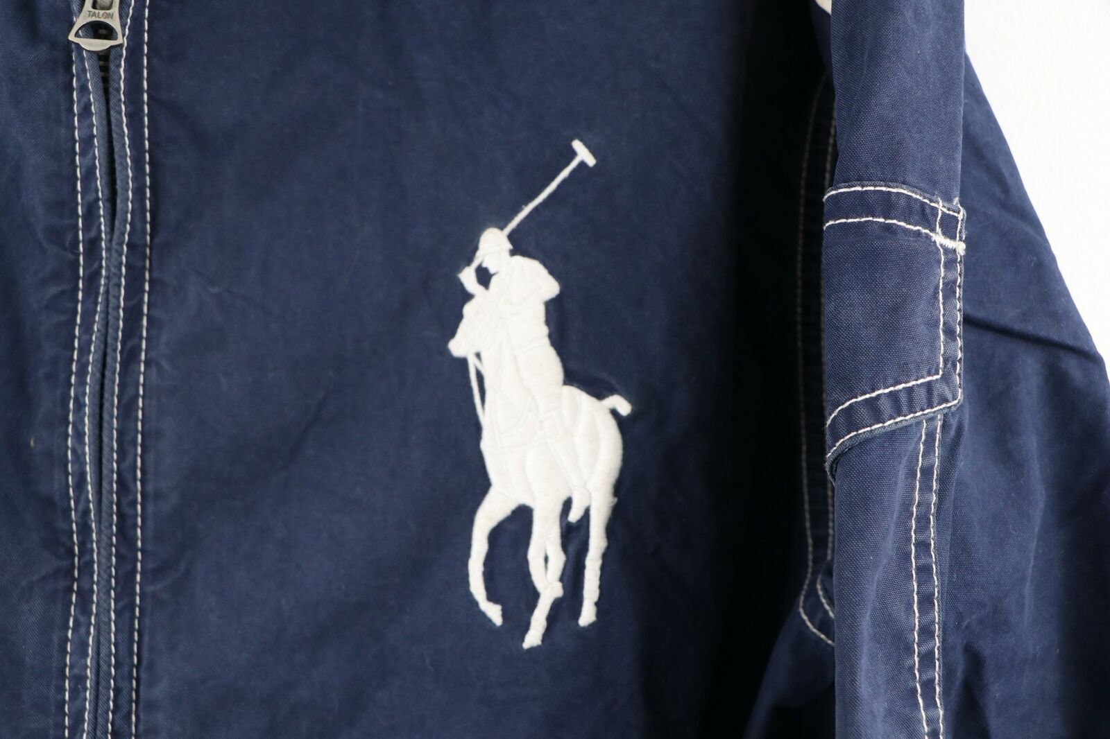 90s Ralph Lauren Mens Large Striped Big Pony Logo Full Zip