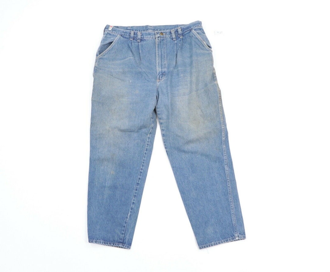 80s Wrangler Mens 36x30 Relaxed Bootcut Thrashed Denim Jeans - Etsy