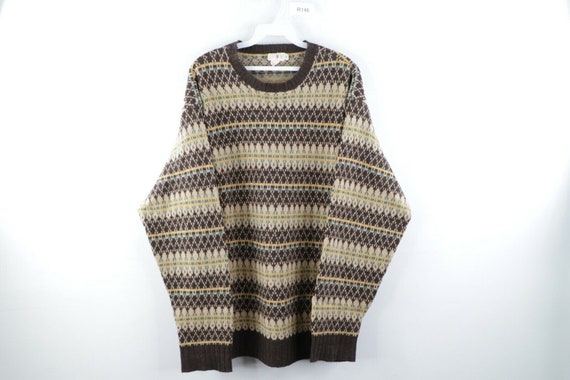 90s J Crew Mens XL Lambswool Multicolor Fair Isle
