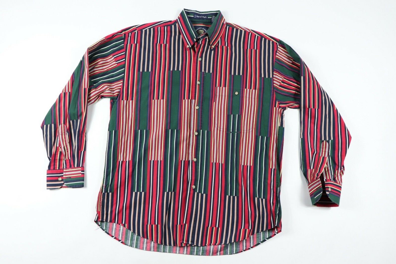 90s Mens Medium Striped Color Block Multi-Color Button Shirt | Etsy