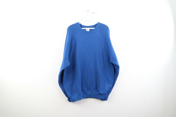 80s Streetwear Mens 2XL Boxy Fit Blank Crewneck Sw