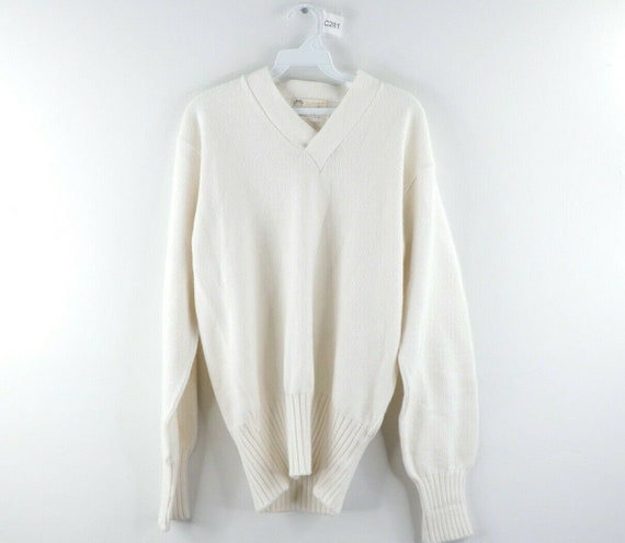 70s Holloway Mens 42 Large Long Sleeve Knit V Neck