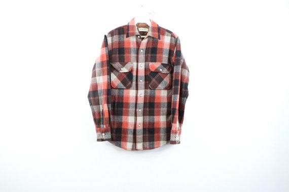 80s Streetwear Mens Small Double Pocket Wool Plaid