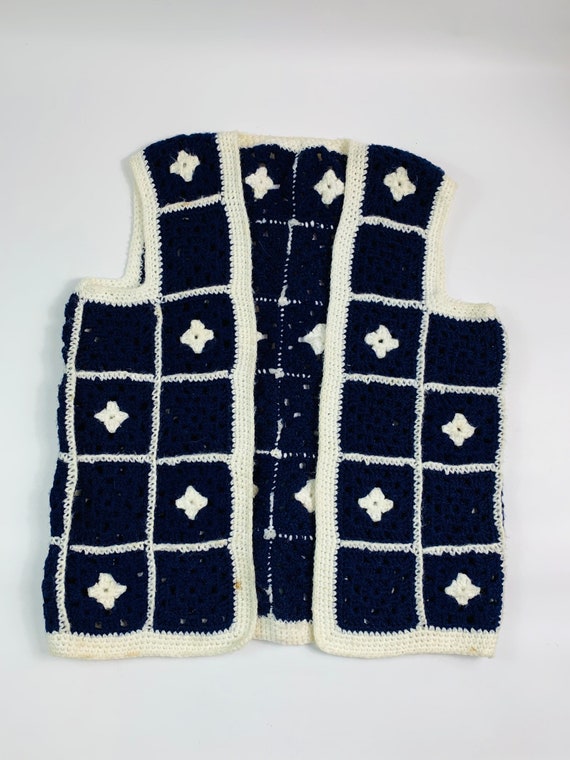 Vintage medium handmade granny square blanket vest
