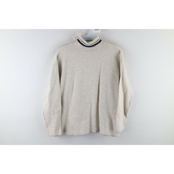 GlassCityReclaimed 90s Gap Womens Large Striped Cotton Ribbed Knit Turtleneck Sweater Gray, Gap Striped Turtleneck Sweater, Womens Ribbed Knit Sweater Gray