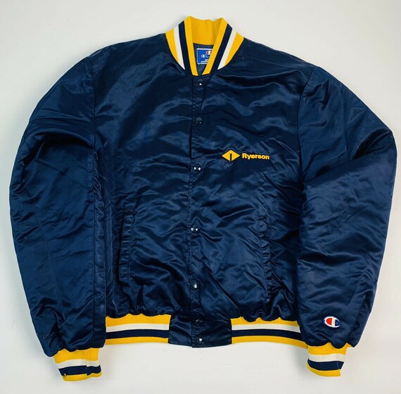 Vintage Champion XL Mens Satin Bomber Jacket, VTG
