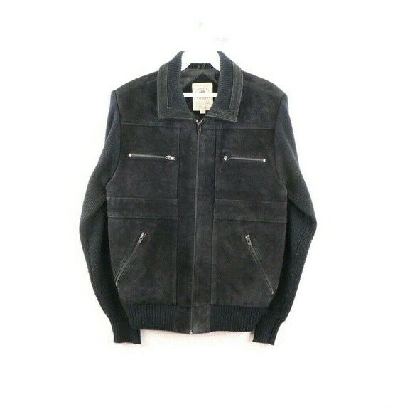 80s Rockabilly Womens Small Suede Leather Sweater