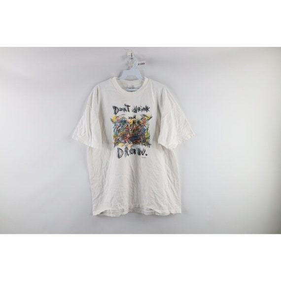 90s Mens XL Fred Babb Don't Drink and Draw Spell Out … - Gem