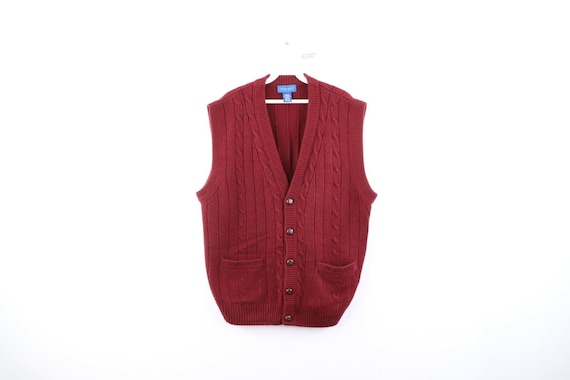 90s Streetwear Mens Large Acrylic Cable Knit Cardi