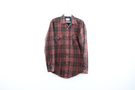 90s Streetwear Mens Small Double Pocket Plaid Flan