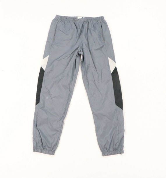 90s Nike Mens Size Medium Color Block Nylon Joggers Jogger Pants Gray, 90s Nike Color Block Jogger Pants, 90s Nike Color Block Joggers,