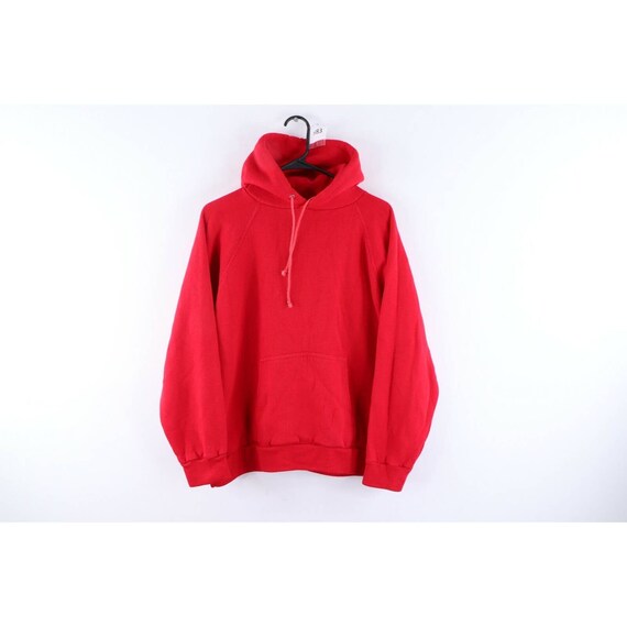 70s Streetwear Mens Medium Boxy Fit Blank Hoodie S