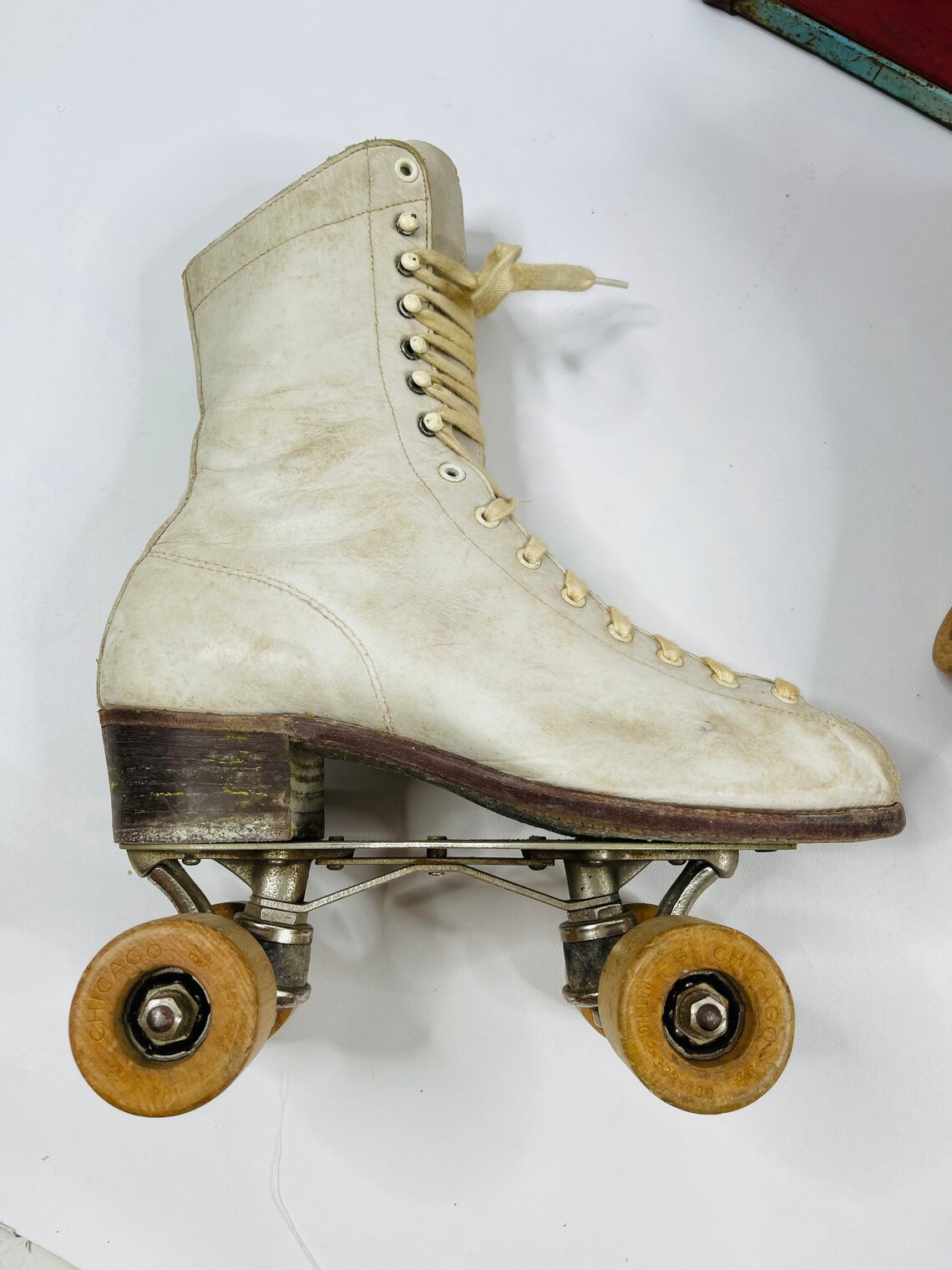 50s Hyde White Leather Roller Skates Womens 6 Hyde Roller Etsy