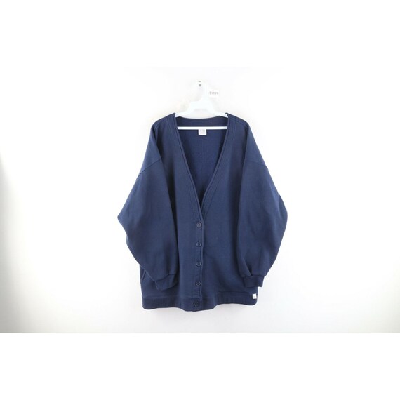 GlassCityReclaimed 90s Russell Athletic Womens XL Faded Blank Cardigan Sweatshirt Navy USA, Vintage Russell Athletic, 90s Cardigan, Womens Sweatshirt, Cardigan