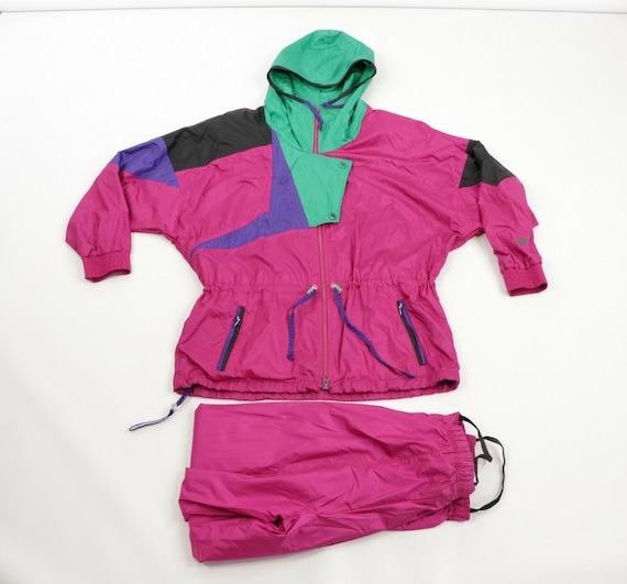 80s Womens 6 2 Piece Lined Color Block Hooded Park