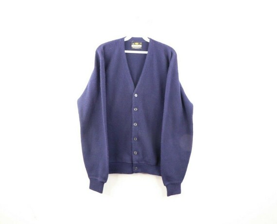 70s Rockabilly Mens Large Acrylic Knit Long Sleeve