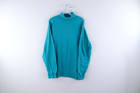 80s Streetwear Mens Large Blank Long Sleeve Turtle