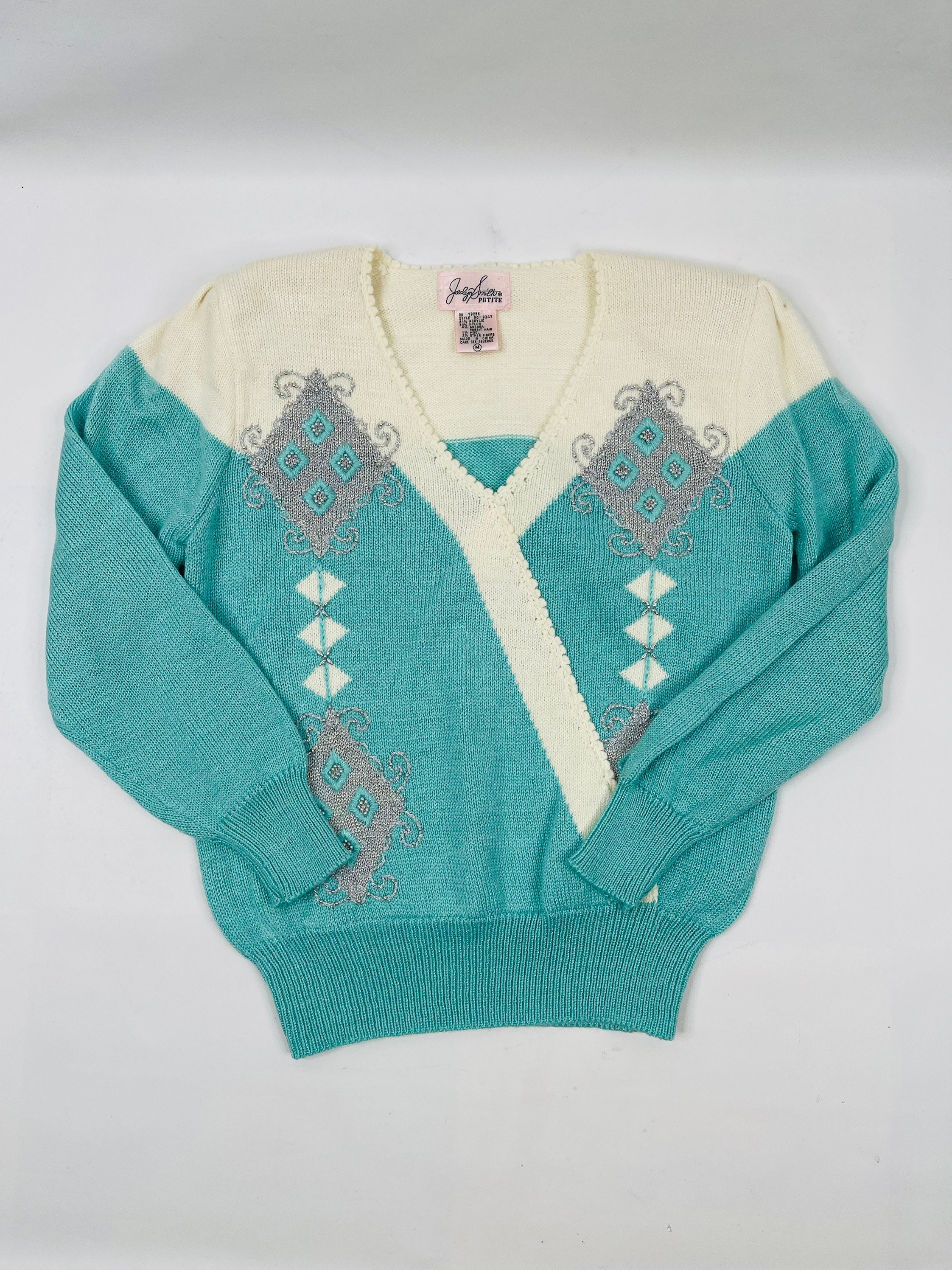 90s Angora Sweater 90s Womens Medium Fuzzy Angora Pastel Cardigan Sweater Sweater, 90s Womens Pastel Fair aisle Cardigan