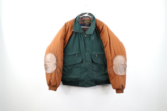 90s Eddie Bauer Mens Large Down Fill Leather Elbow