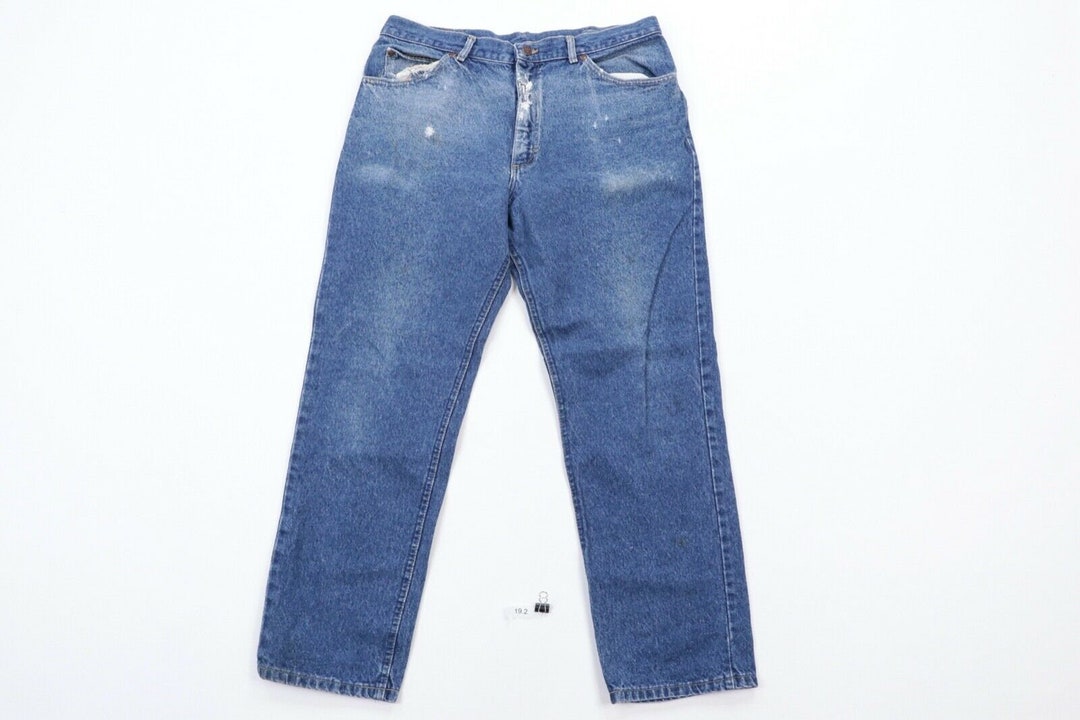 90s Lee MR Mens 36x30 Straight Leg Distressed Denim Jeans Blue - Etsy