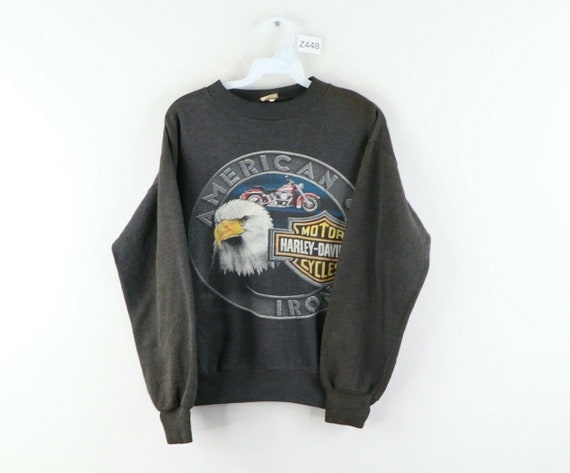 Vintage 1988 Harley Davidson Motorcycle Biker Sweatshirt With Spellout LOGO XL USA