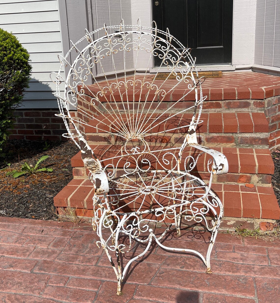 Vintage Twisted Wire Metal Peacock Garden Chair Vintage Metal Etsy