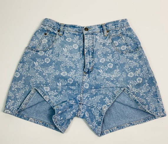VTG 90s Womens 12 Floral High Rise Mom Jean Shorts