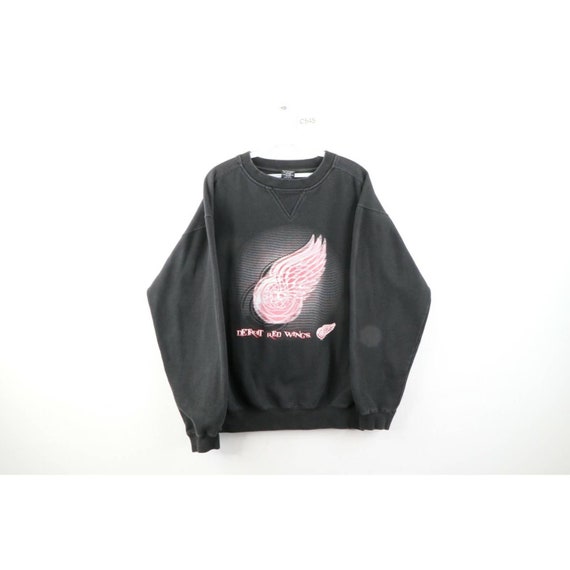 90s Mens Large Faded Detroit Red Wings Hockey Crew