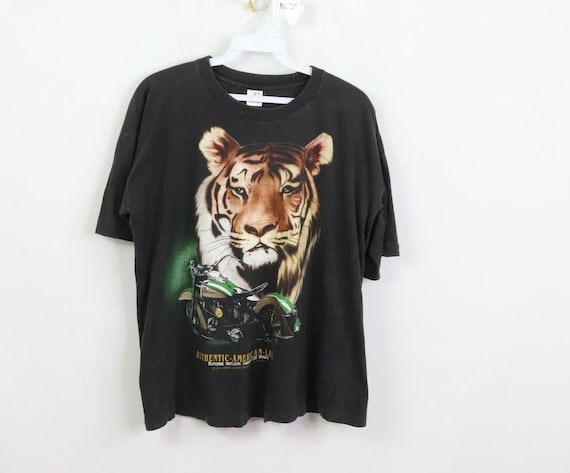 90s Streetwear Mens Small Tiger Motorcycle Spell O
