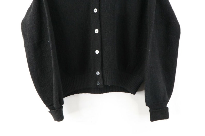 80s Rockabilly Womens Medium Alpaca Wool Knit Cardigan Sweater Black 80s Rockabilly Alpaca Wool Cardigan Sweater Rockabilly Sweater,
