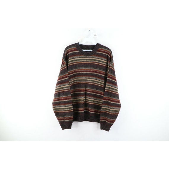 GlassCityReclaimed 90s Coogi Style Mens Large Rainbow Striped Ed Bassmaster Cosby Sweater, Vintage Ed Bassmaster Dad Sweater, Mens Rainbow Sweater, Cosby 90s