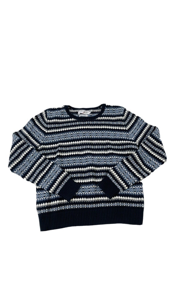GlassCityReclaimed 90s Tommy Hilfiger Womens Large Fair Isle Knit Cotton Crewneck Sweater, 90s Tommy Hilfiger Sweater, 90s Sweater,