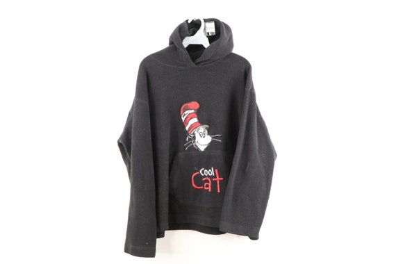 GlassCityReclaimed 90s Dr Seuss Womens 22W Cat in The Hat Cool Cat Spell Out Fleece Hoodie, 90s Dr Seuss Cat in The Hat Hoodie Sweatshirt, 90s Dr Seuss Hoodie,