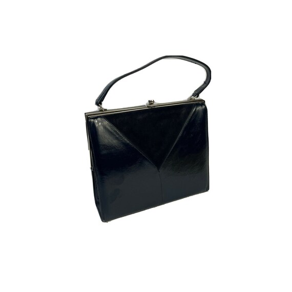 Naugahyde Classic Black 1950-1960s Snap-clasp Handbag