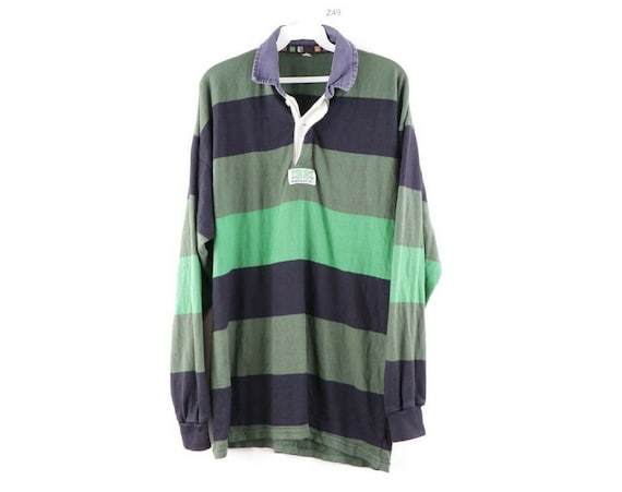80s Streetwear Mens Large Ireland Striped Long Sle