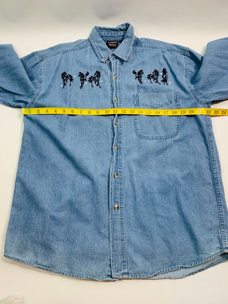 VTG 90s Womens Medium Jean Button Down Horse Shirt VTG 90s Womens Medium Denim Button Down Equestrian Shirt 90s Womens Medium Western Shir