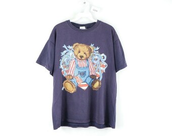 VTG 90s Teal Teddy Bear Grunge Tshirt Size XL