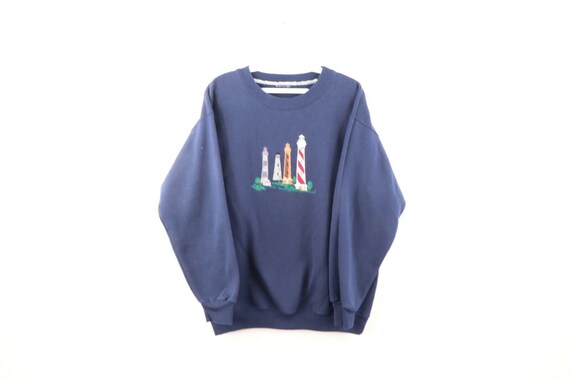 90s Streetwear Mens Medium Stitched Lighthouse Fad