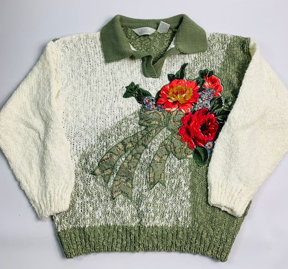 VTG 90s Streetwear large floral stitched collared