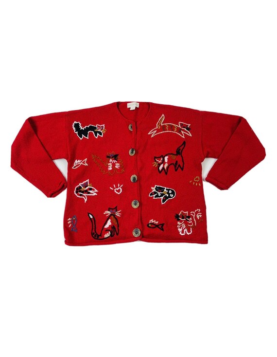 Vintage cat sweater womens Gem