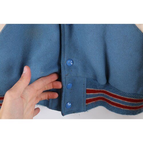 60s Mens L Thrashed Chain Stitch Wool Leather Varsity Jacket Letterman USA, 1960s Lettermen shops Jacket, Mens Vintage Jacket, Thrashed Jacket 60s