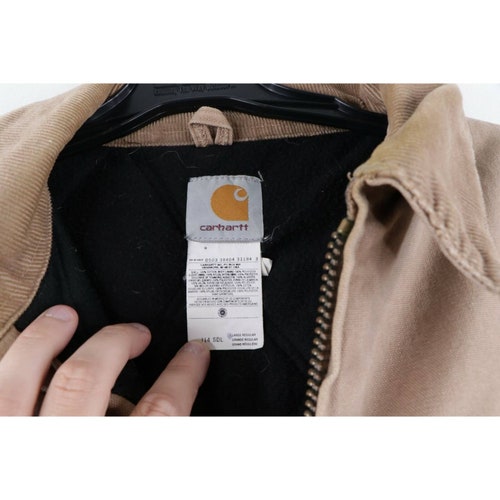 90s Carhartt Spell Out Distressed Faded Corduroy Collar Quilt Lined Jacket Duck Brown Mens Large, Vintage Carhartt Jacket, shops 1990s Faded Coat