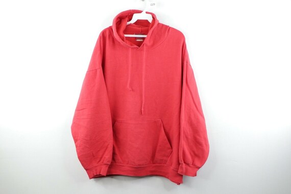 90s Streetwear Mens XL Distressed Faded Blank Hood